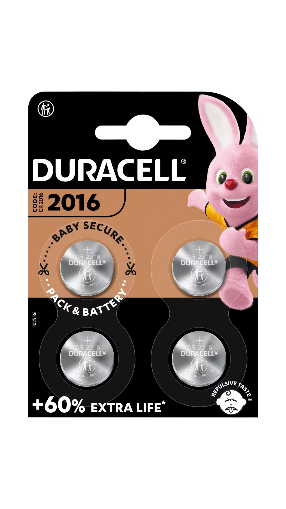 Duracell CR2016 lithium-knapcellebatterier, 4-pak