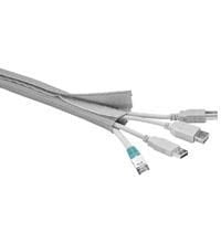 Microconnect kabelstrømpe, velcro, sølv, 1,8m organiserer og beskytter USB-, HDMI- og andre kabler.