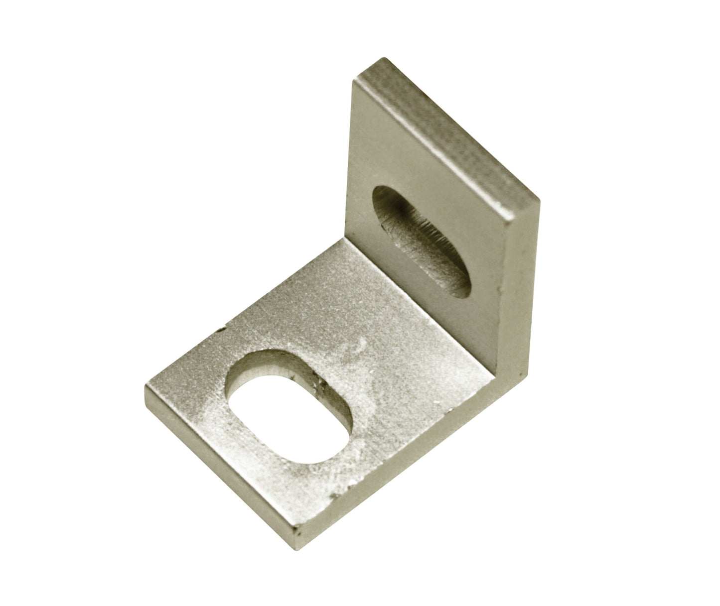 Metal L-beslag med to slidsede huller til aluminiumprofiler, kompatibel med Ratrig 3D-printere.