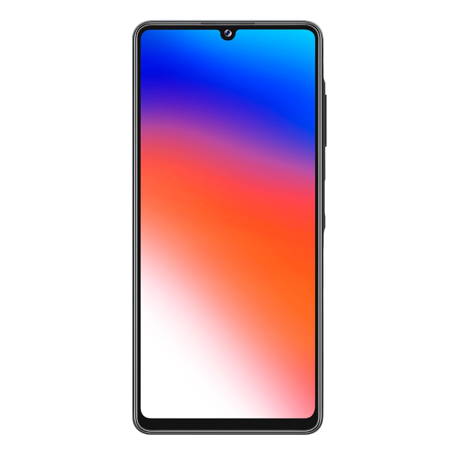 Samsung Galaxy A06 4G med stor skærm, smalle kanter, lille centernotch, farverigt display og Elite Extreme skærmbeskyttelse.