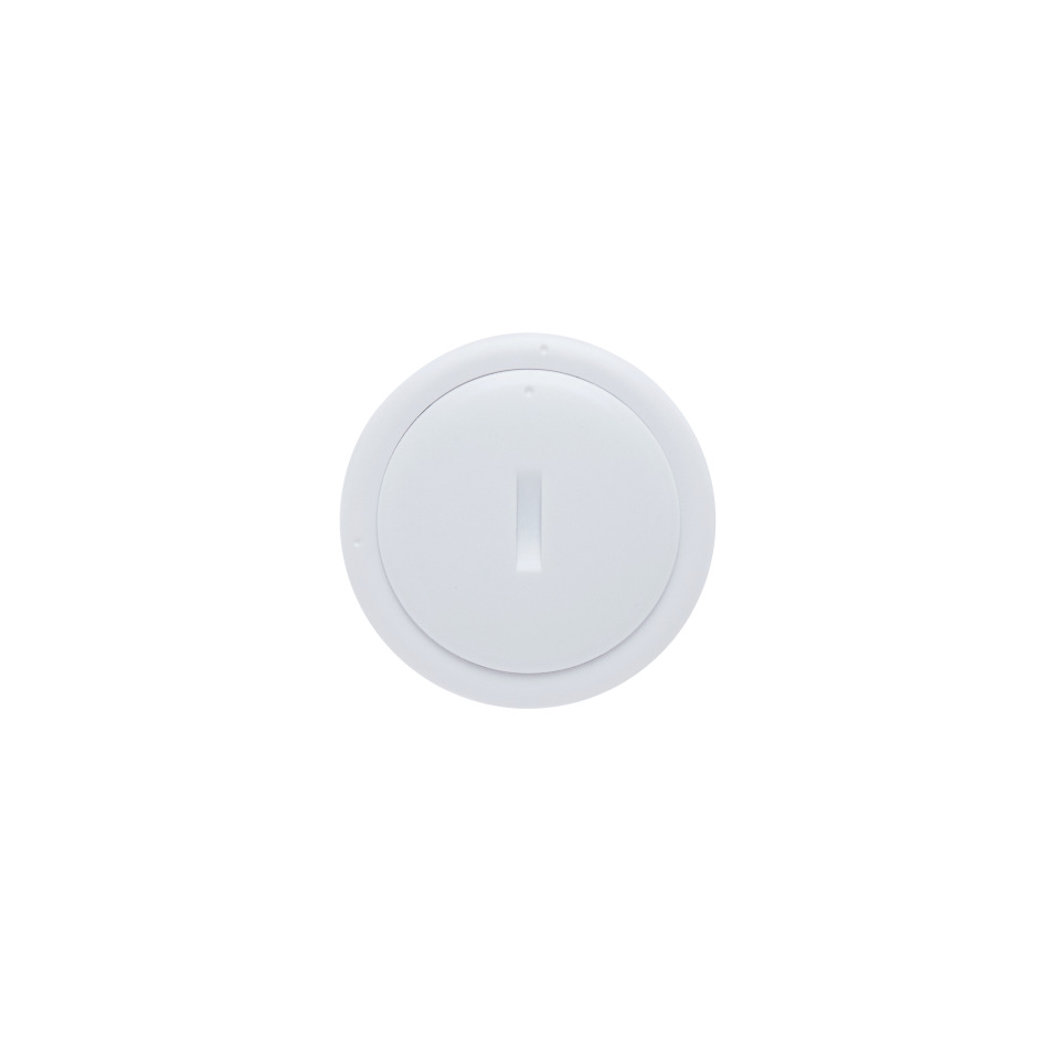 Linocell Item Tracker rund, hvid, med lodret linje på forsiden, kompatibel med Apple Find My.