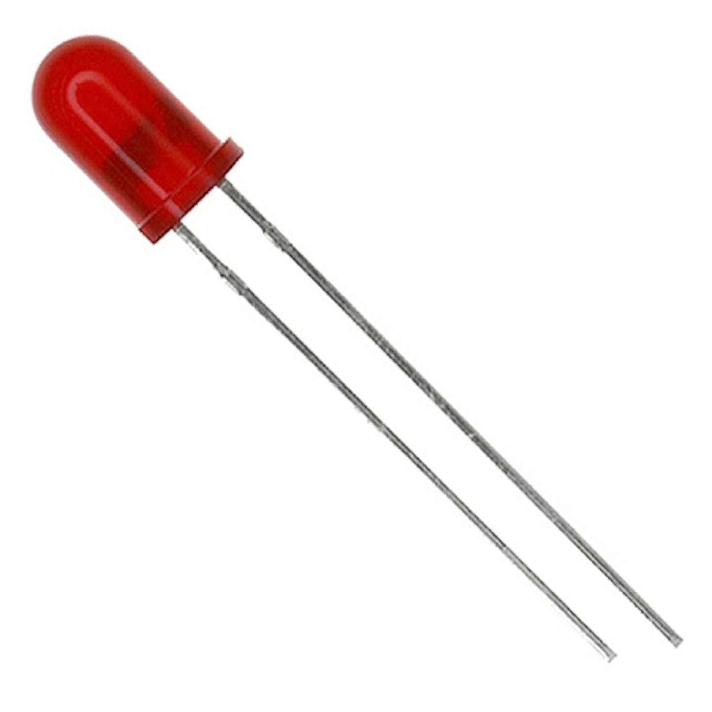 LED 12V rød afrundet top, indbygget modstand, to ben hvor det ene er længere end det andet.