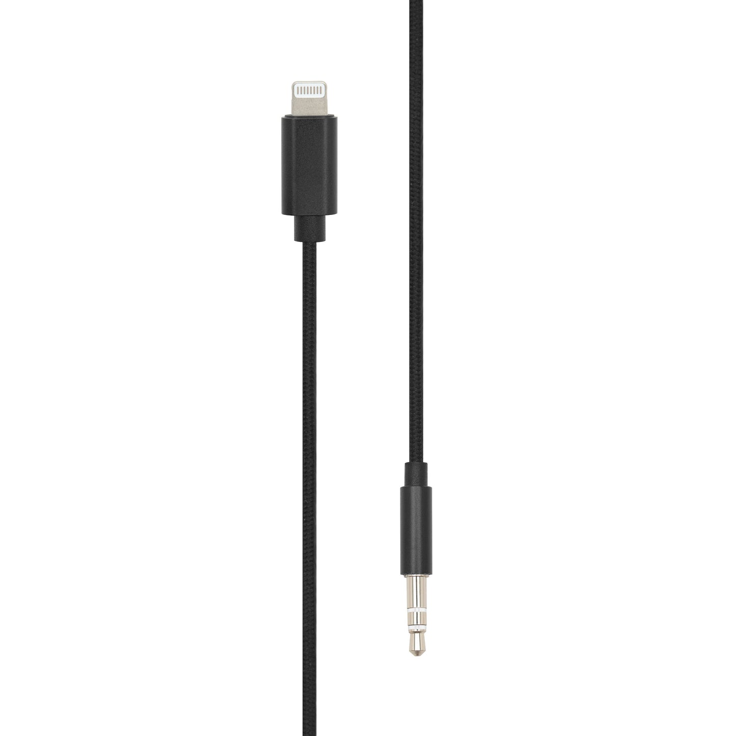 Lightning til 3,5 mm kabel MFi-certificeret sort 1 m sølv jack-stik.
