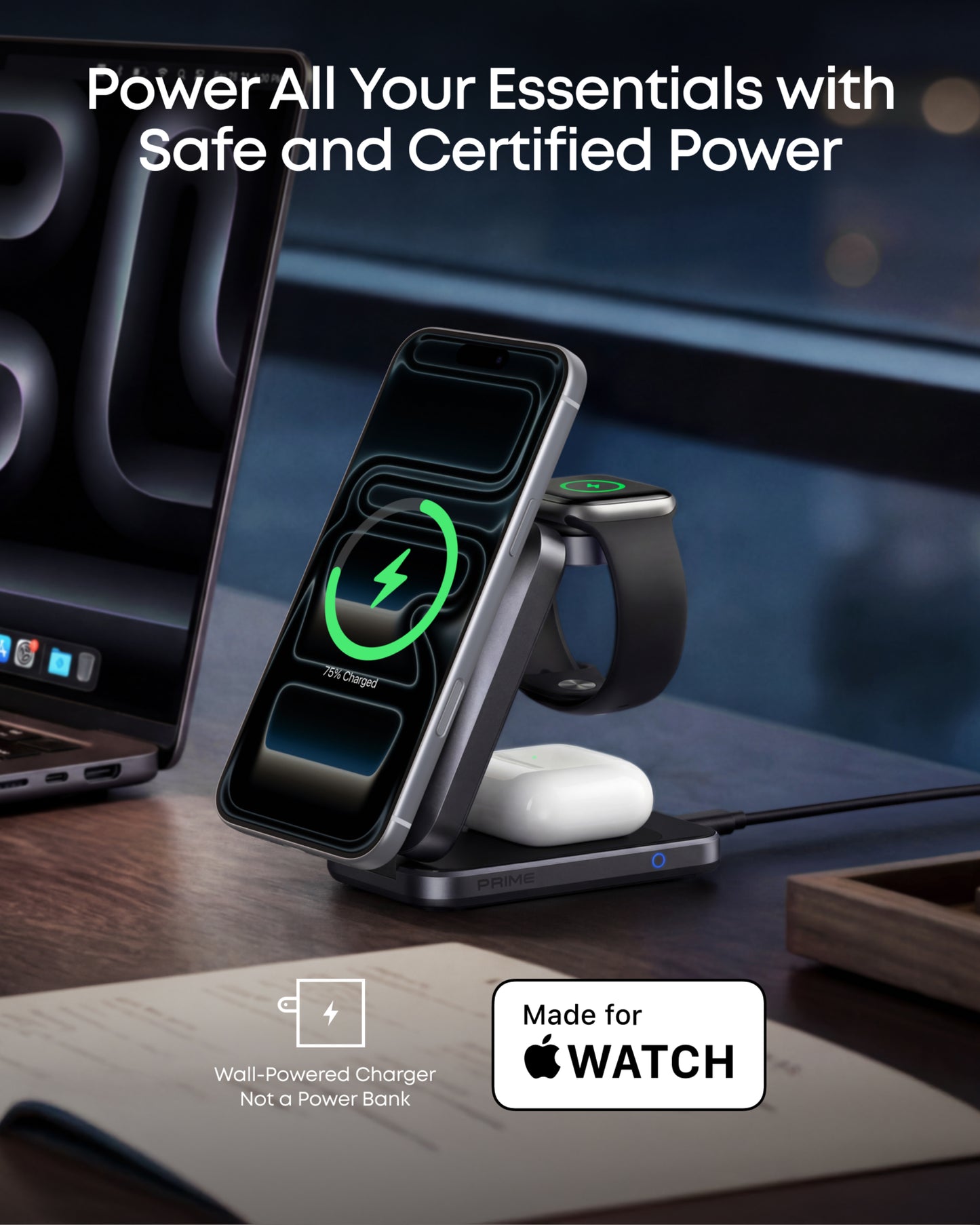 Anker Prime Foldable 3-i-1 MagGo-oplader, Sort