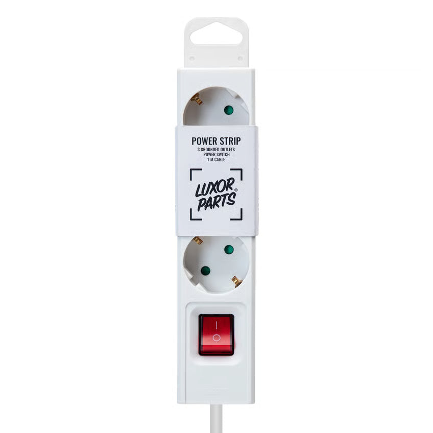 Luxorparts Jordet stikdåse med kontakt, 3 udtag, 1 m, Hvid