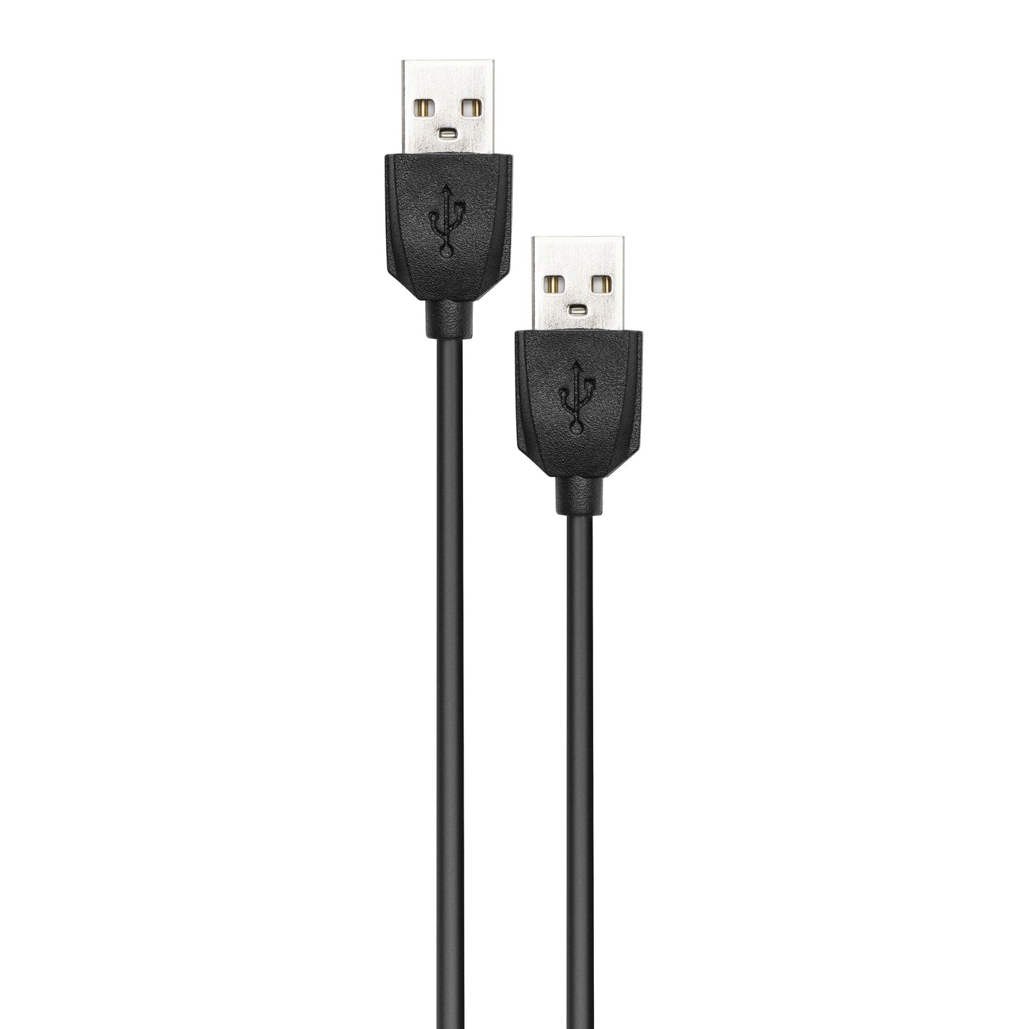 Sort USB-kabel med to USB-A hanstik, begge med USB-symbol, kompatibelt med Plexgear Køleplade til computer 15.