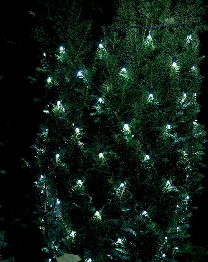 Dacore Gardinkæde Suppleringssæt 100 LED 110x100 cm lyser mørkegrøn gran op med hvide LED lys velegnet til vindue.