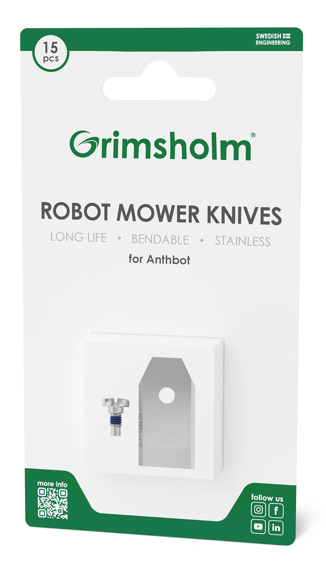 Grimsholm knive og skruer til Anthbot 15-pak rustfrit stål langtidsholdbare bøjelig inklusiv skruer.