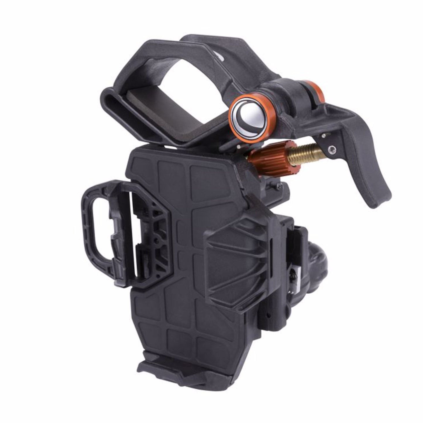 Celestron NexYZ 3 digiscopingadapter, sort og orange, justerbare dele, tekstur, plast og metal, mobiladapter-kompatibel.
