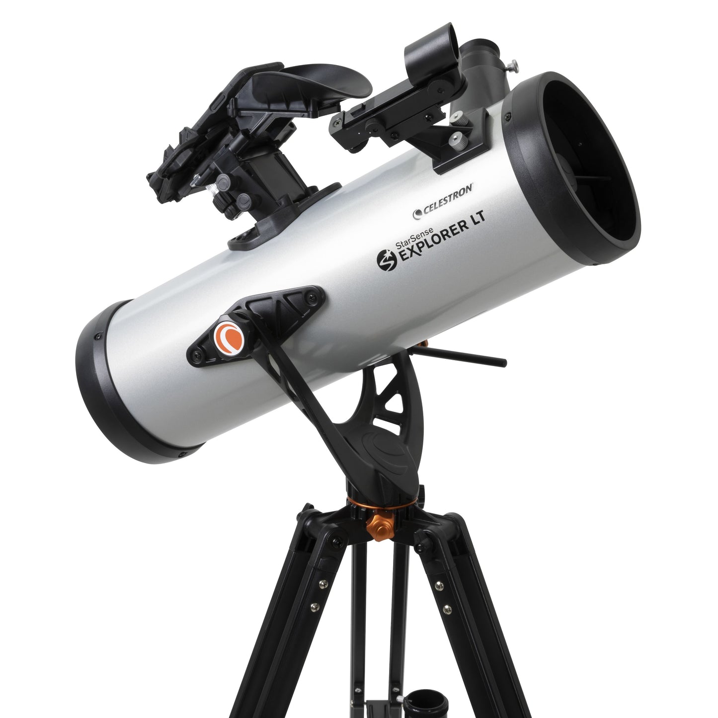 Celestron Starsense Explorer LT114AZ teleskop 114 mm 269x sølv/sort på sort trefod.