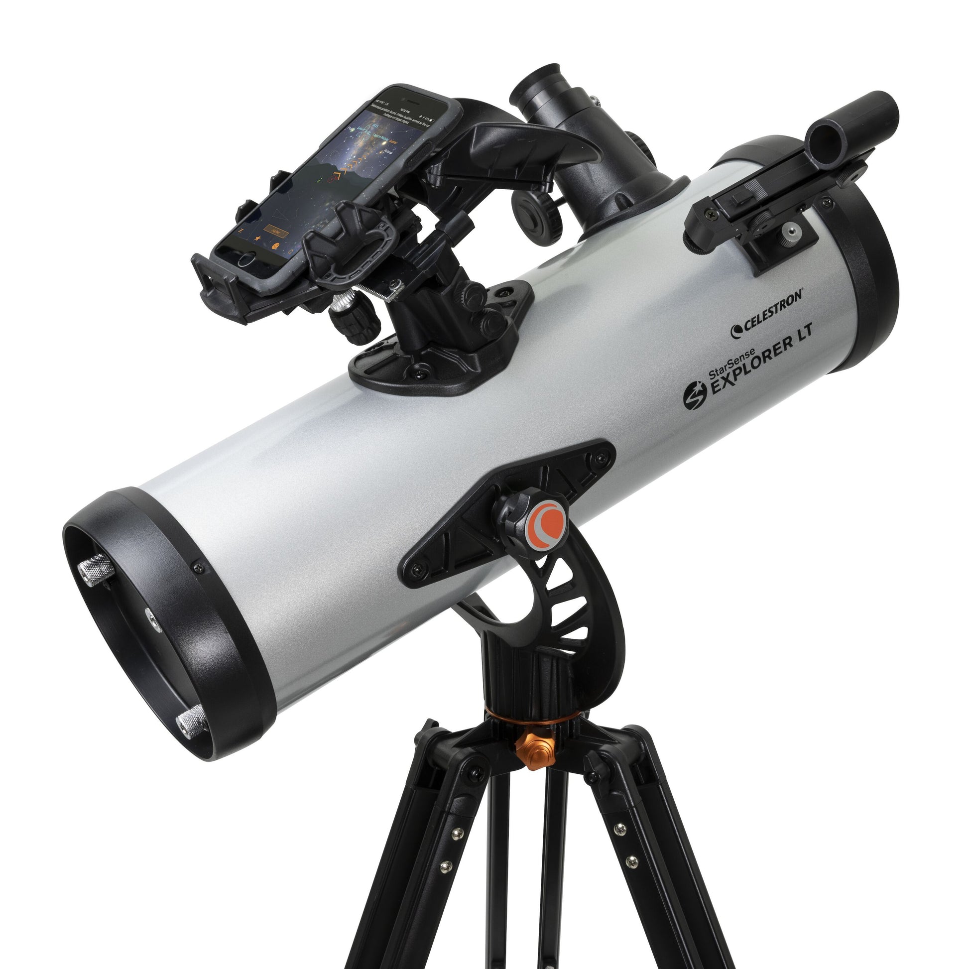 Celestron Starsense Explorer LT114AZ teleskop 114 mm, 269x, smartphone-integration, sort stativ, sølv finish.