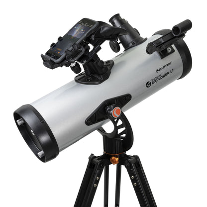 Celestron Starsense Explorer LT114AZ teleskop 114 mm, 269x, smartphone-integration, sort stativ, sølv finish.