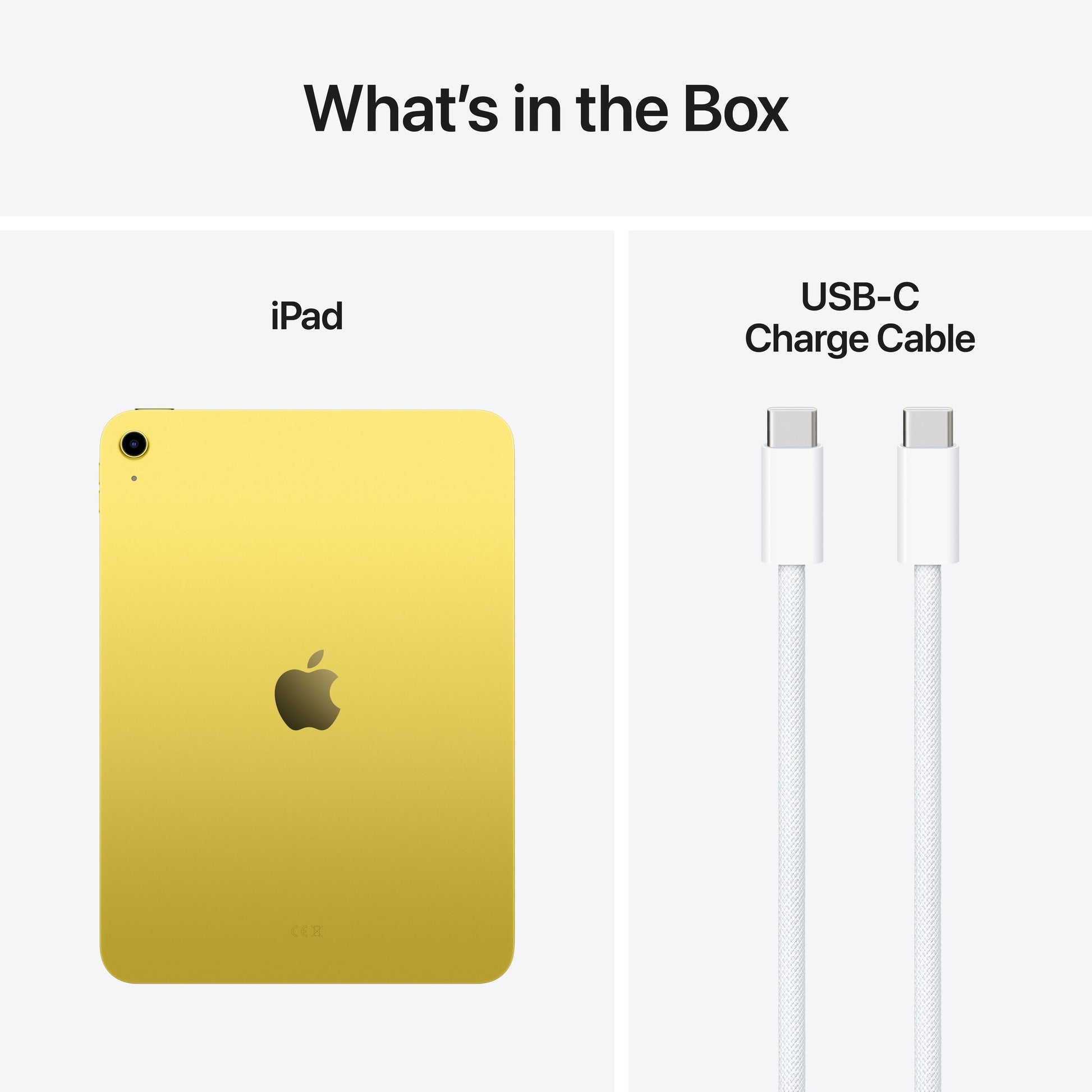 Apple iPad 11" A16 Wifi 128GB gul med USB-C ladekabel, gul æske.