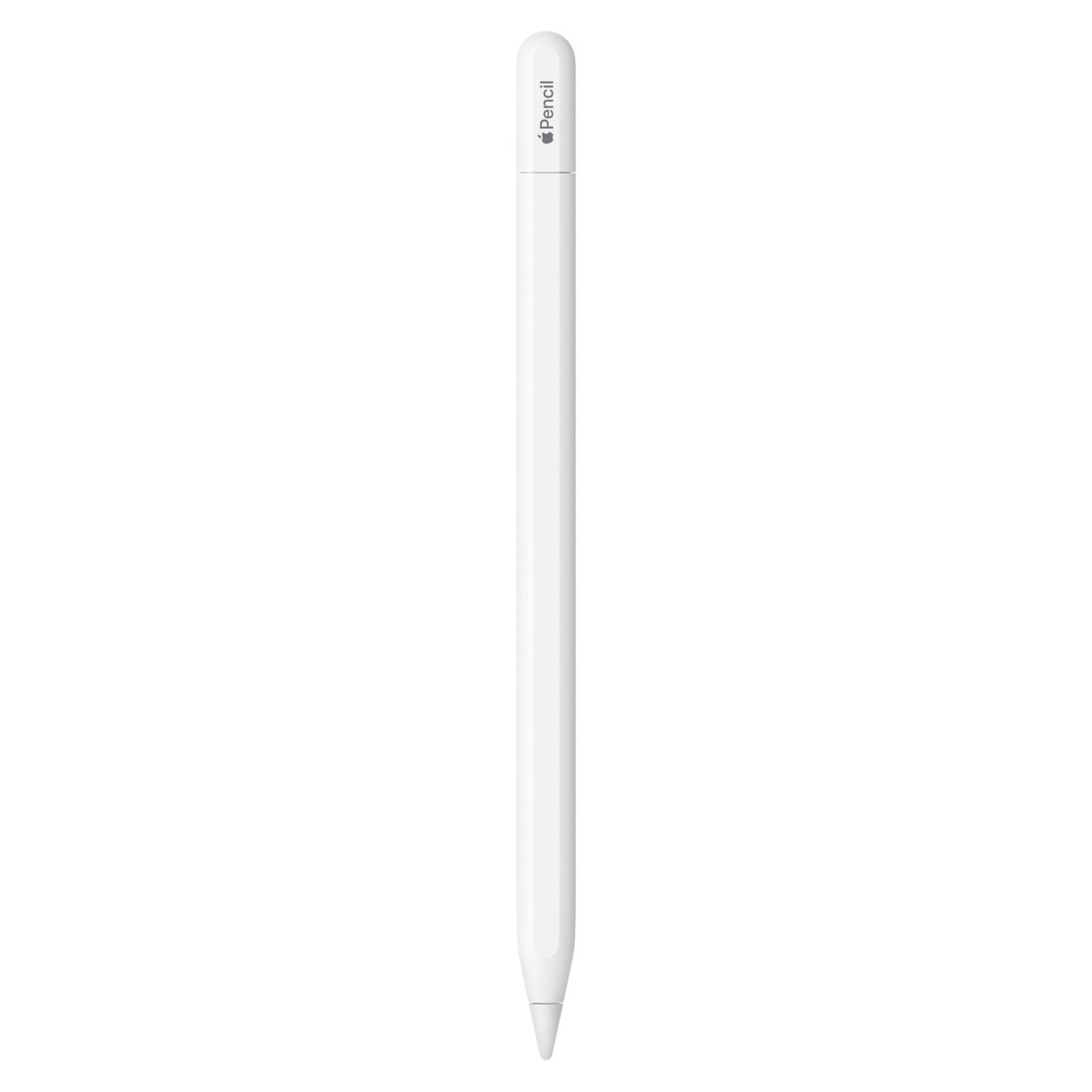 Apple Pencil USB-C stående lodret, hvid, kompatibel med iPad, synligt USB-C stik.