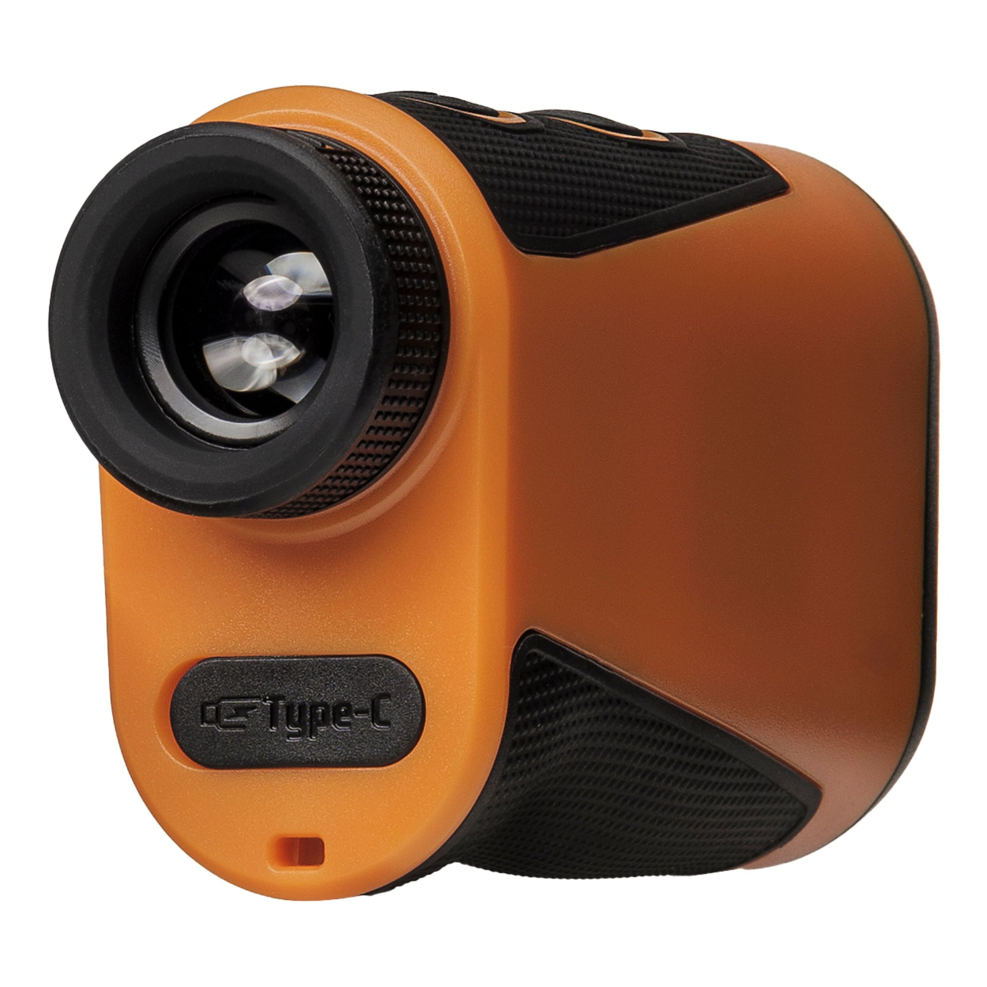 Focus Sport Optics Track RF afstandsmåler 500 m orange/sort med FMC-belagt optik, linse og USB-C-port under linsen.