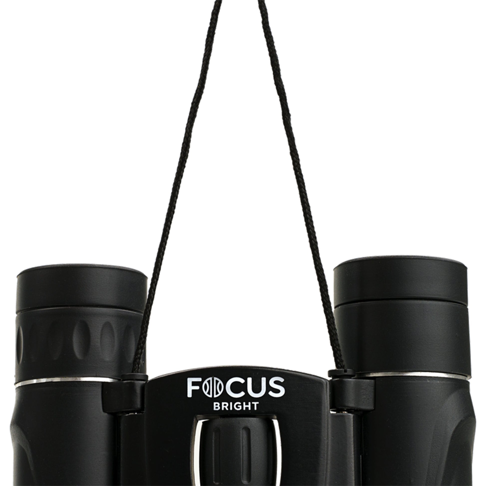 Focus Sport Optics Lys kompaktkikkert med 8x zoom, nakkestrop og FOCUS BRIGHT-logo på kikkerthuset.