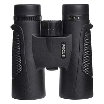 Focus Sport Optics Bright kikkert 8x42 sort, teksturerede greb, stort centralt fokuseringshjul, BRIGHT og FOCUS mærker.