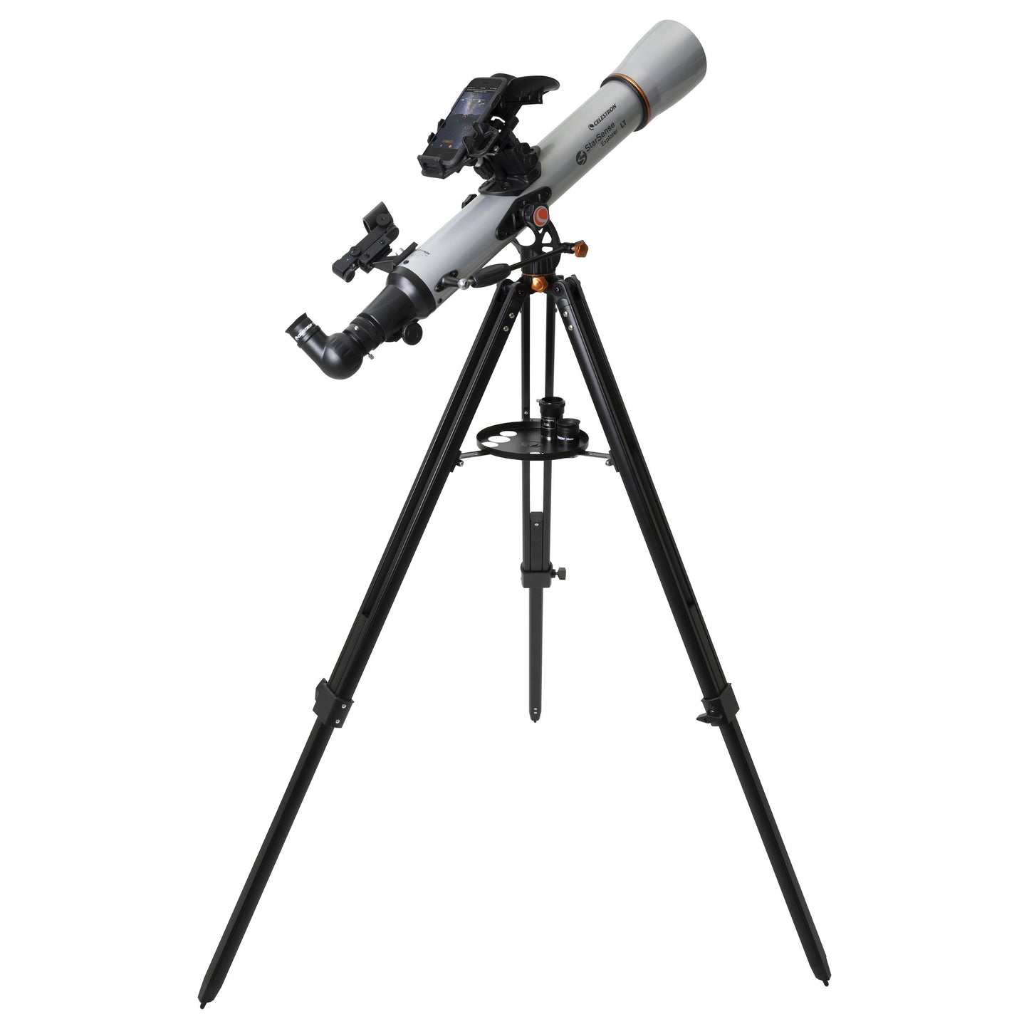 Celestron StarSense Explorer LT 70AZ 70 mm teleskop sort stativ smartphone-holder.