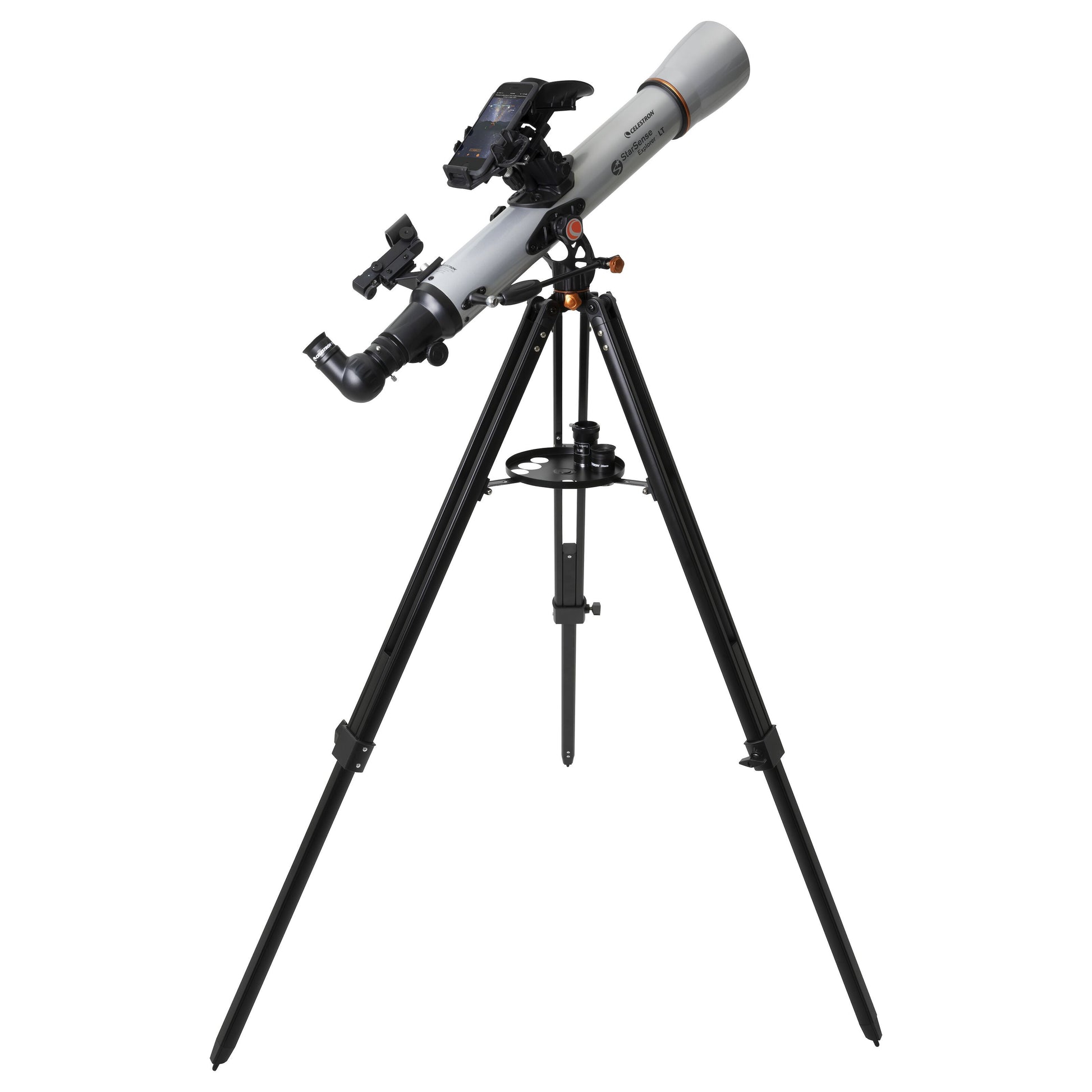 Celestron StarSense Explorer LT 70AZ 70 mm teleskop sort stativ smartphone-holder.