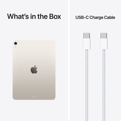 Apple iPad Air 11" (M4) 128GB Wifi Stjerneskær og hvid USB-C opladerkabel, tekst: Hvad er der i æsken, USB-C-opladerkabel.