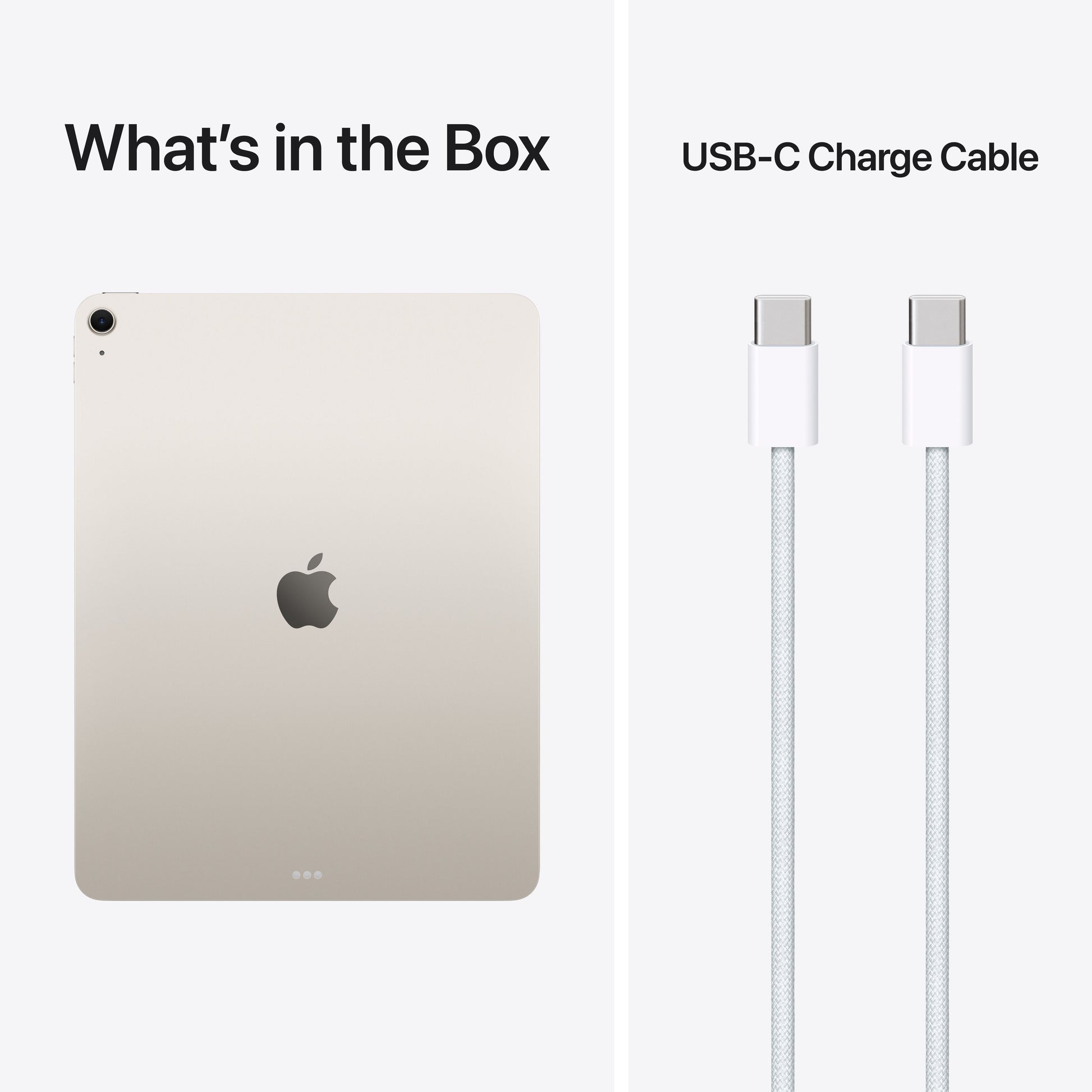 Apple iPad Air 13" (M4) 128GB WiFi Stjerneskær Liquid Retina, USB-C opladerkabel, tekst: Hvad er der i æsken, USB-C-opladerkabel.