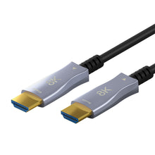 Goobay Optisk Ultra High Speed HDMI 2.1 kabel sort 30 m, guldstik, sølvhus, 8K label.