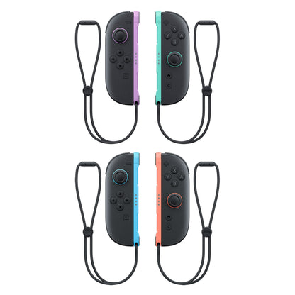 Nintendo Joy-Con 2 Par controllere, frontvisning, lyse lilla og lysegrøn med håndledsremme.