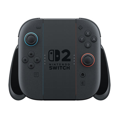 Nintendo Switch 2 Joy-Con kontroller, mørkegrå, monteret på Joy Con 2 Opladningsgreb med Switch 2-logo i midten.