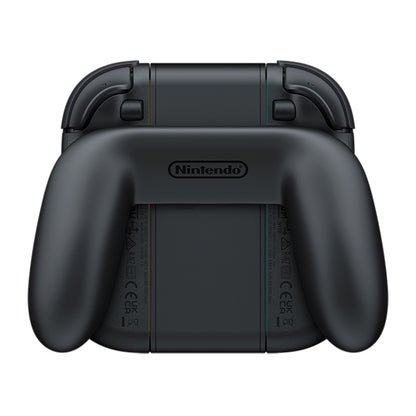 Nintendo Joy Con 2 opladningsgreb sort set bagfra med ergonomisk greb og Nintendo-logo synligt i midten.