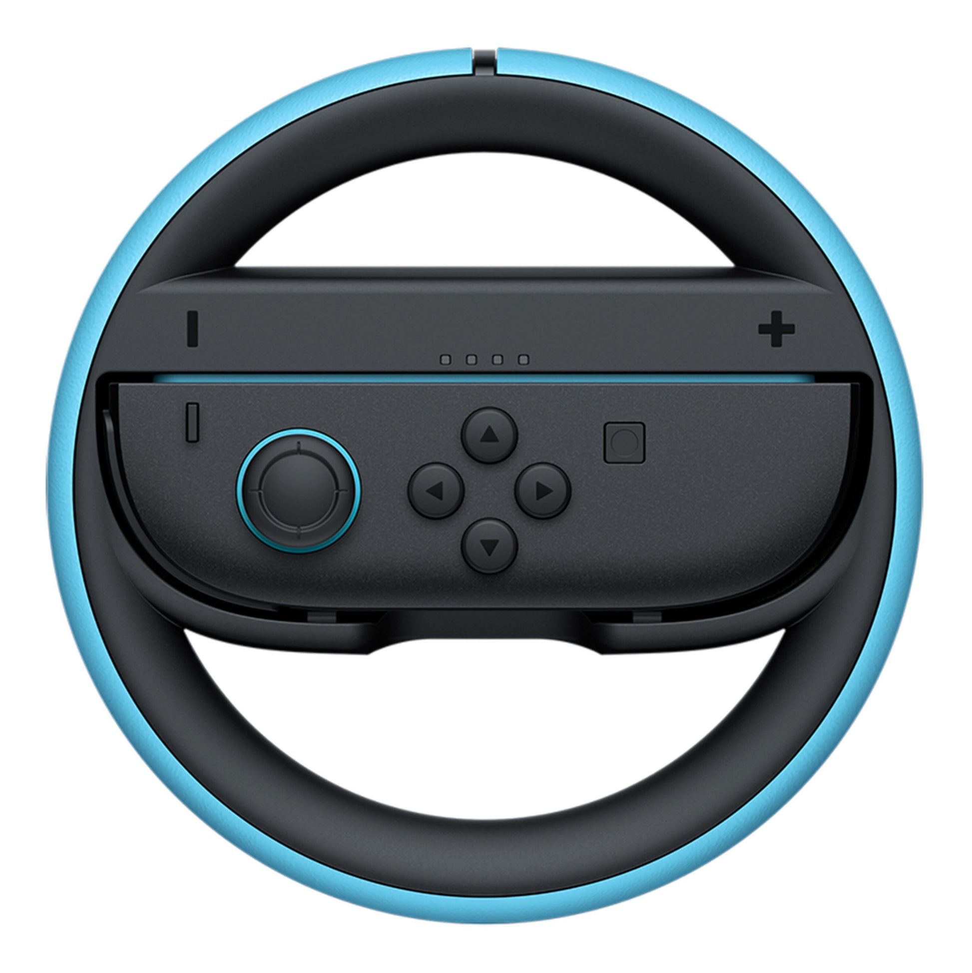 Nintendo Joy-Con 2-hjulspar controller i blå og sort rat-adapter.