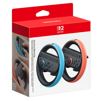 Nintendo Joy-Con sæt, to dele i blå og orange, ses holdt i hænder.