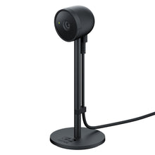 Nintendo Skift til kamera 2 webcam sort, rund linse, monteret på høj slank stander med kabel og Nintendo-logo på rund fod.