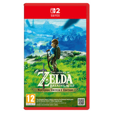 Nintendo Legenden om Zelda: Breath of the Wild Switch 2-udgave spilcover med Link med sværd og skjold i landskab.