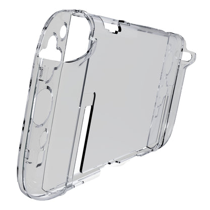 Nintendo Switch 2 Polycase klar hard plast cover med udskæringer til knapper, porte, kamera og indbygget stander.