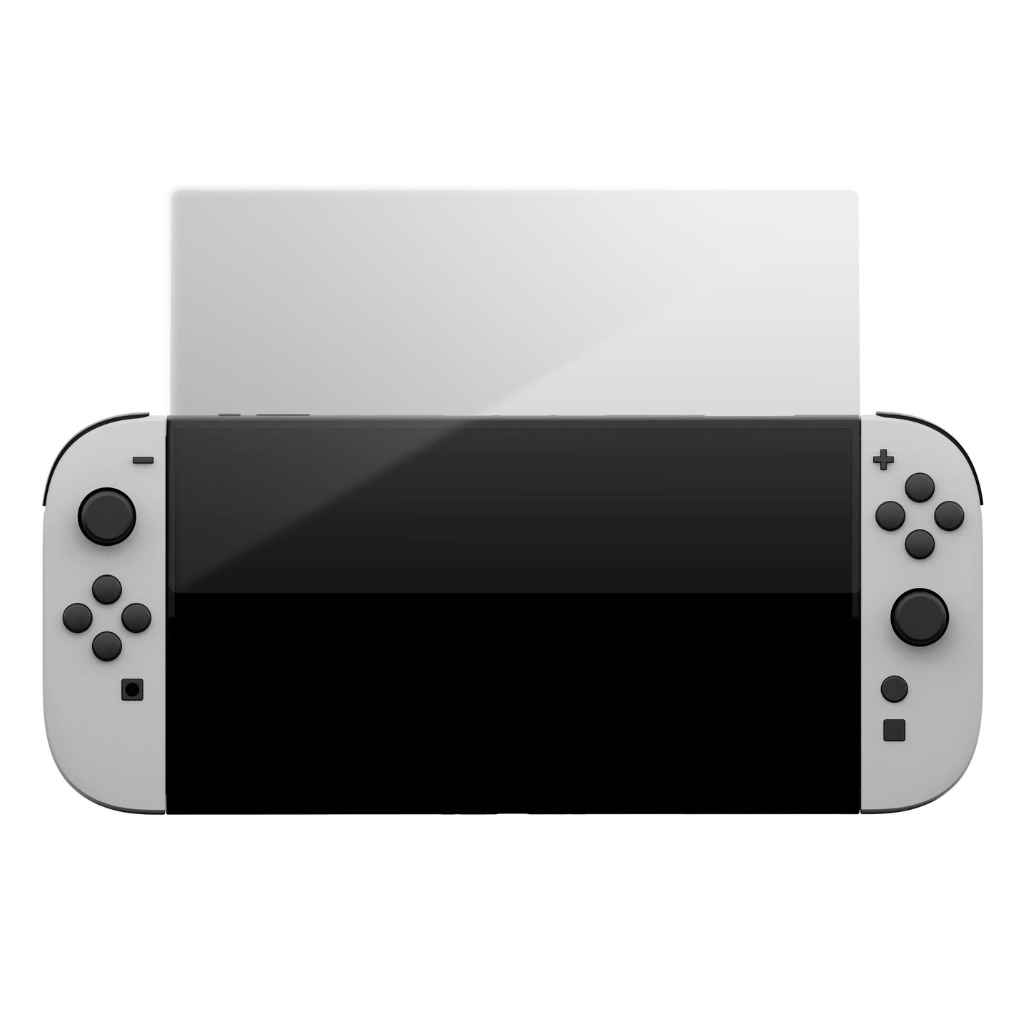 Nintendo Switch 2 med sidecontrollere og delvist påført Nintendo Switch 2 skærmbeskyttere.