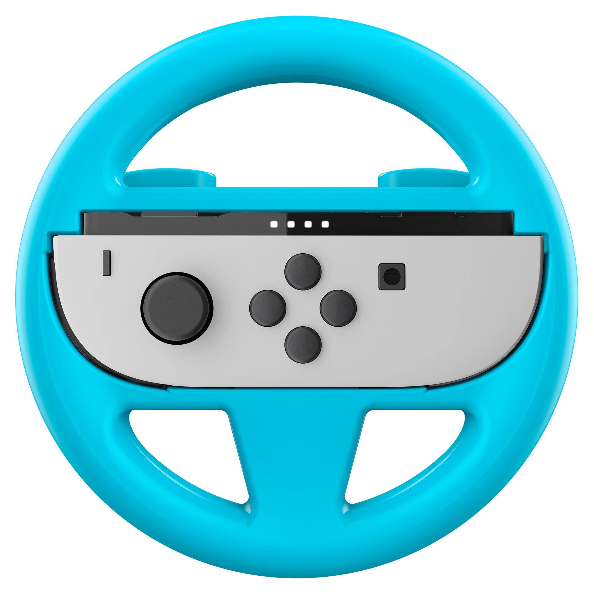 Nintendo Switch 2 Joy-Con Dual Wheel blå plast med grå Joy-Con i midten, tydelige knapper og joystick.