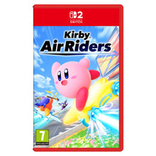 Kirby Air Riders Nintendo Switch 2 spilæske med Kirby på gul stjerne i by, PEGI 7.