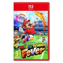 Mario Tennis Feber Nintendo Switch cover med Mario i tennistøj, Bowser og Luigi i stadion, aldersmærke 7+.