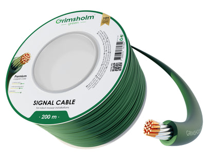 Grimsholm Fortinnet Signalkabel Premium 200 m grøn kobberkabel til nedgravning som signalkabel til robotplæneklipper.