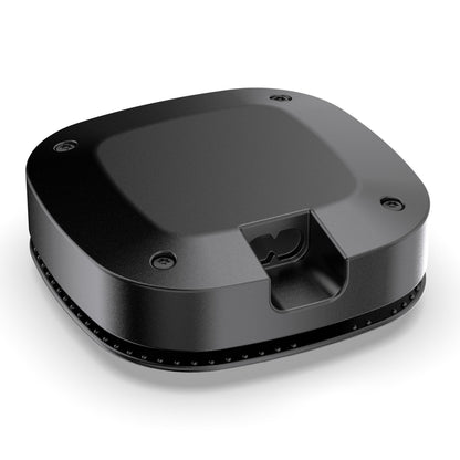 Unisynk USB-C Qi2 2i1 80W sort oplader, firkantet med afrundede kanter, 4 skruer på toppen, indgraveret logo i midten.