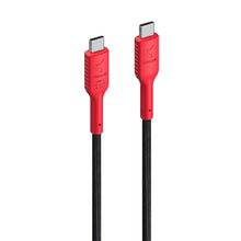 Unisynk USB-C Data Blocker kabel 240W 1m rød med forstærkede stik og UniSynk-logo sikrer opladning og databeskyttelse.