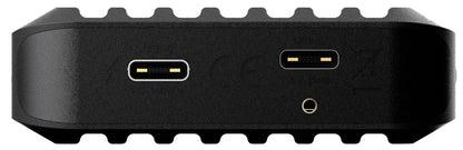 Unisynk 10-ports USB-C-hub sort med 140 W pass-through, to USB-C-porte, LED-indikator samt svage CE- og genbrugssymboler.