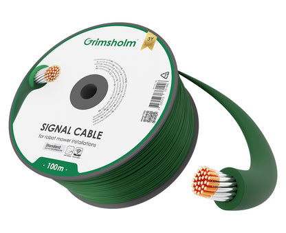 Grimsholm Standard signalkabel 100 m, stor rulle med synligt tværsnit og flere indvendige kobbertråde.