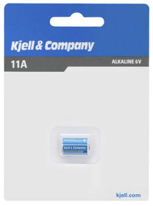 Kjell 11A (LR-11A) 6V batteri i blå/hvid emballage med Kjell-logo og webadresse på kort.