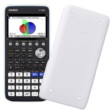 Casio FX-CG50 grafregner med farvedisplay, grafer og 3D-grafik, uden hvidt beskyttelsescover, viser tastatur og skærm.