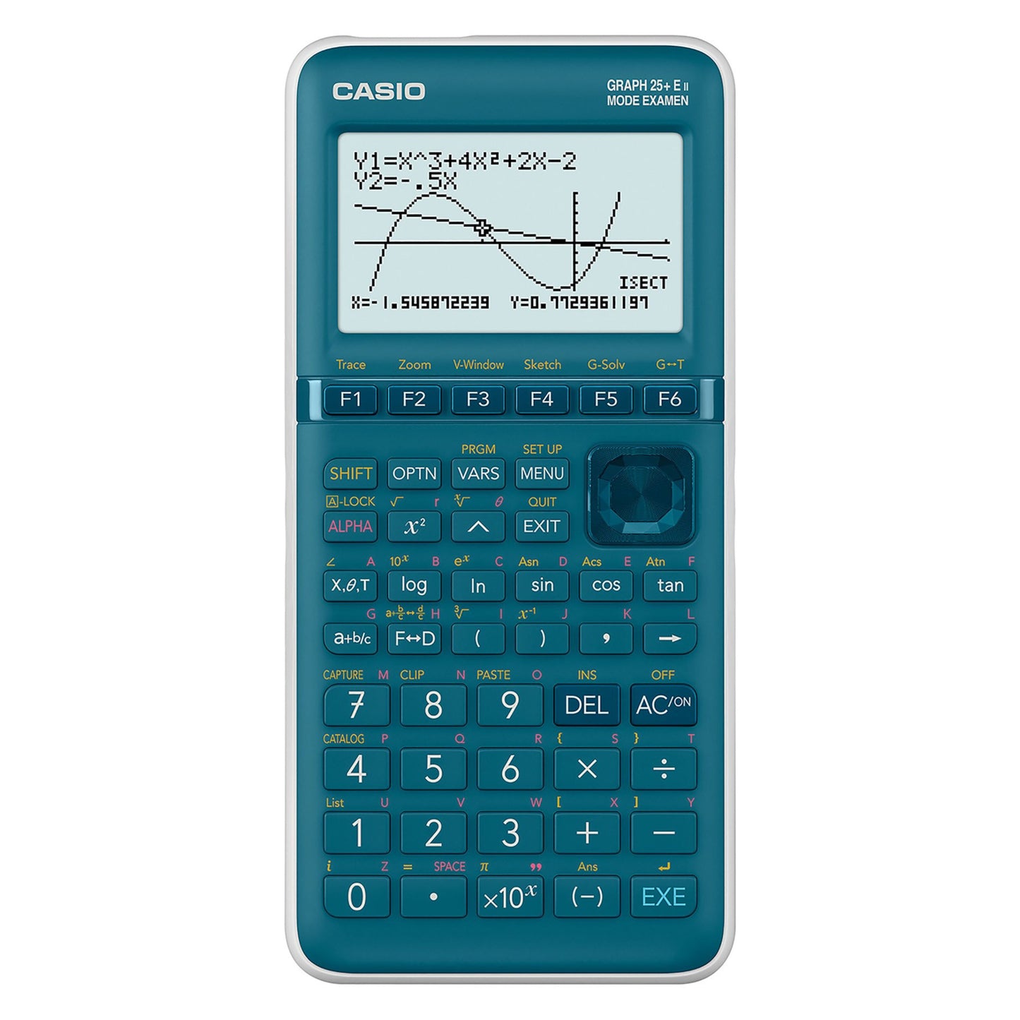 Casio FX-7400GIII grafregner med monokrom skærm, grafvisning, fuldt tastatur og rektangulært display.
