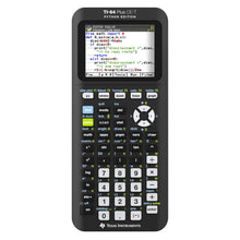TI-84 Plus CE-T Python Edition lommeregner med Python Q_solve-program på farveskærmen.