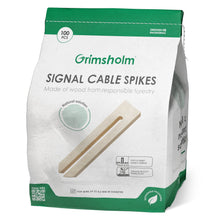 Grimsholm træspyd til signalkabel 100-pak, til fastgørelse af kabel til robotplæneklipper, bæredygtigt træ.