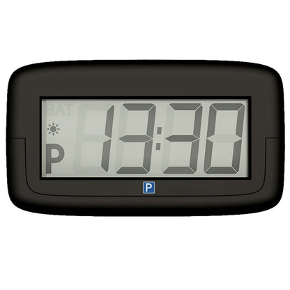 Park Micro 2 automatisk p-skive, sort ramme, P-symbol, digital visning kl. 13:30.
