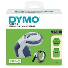 Dymo Omega prægemaskine æske, manuel præger, 9 mm tape, ikoner med urtepotte og glas, 70 genbrug, to-sproget tekst.